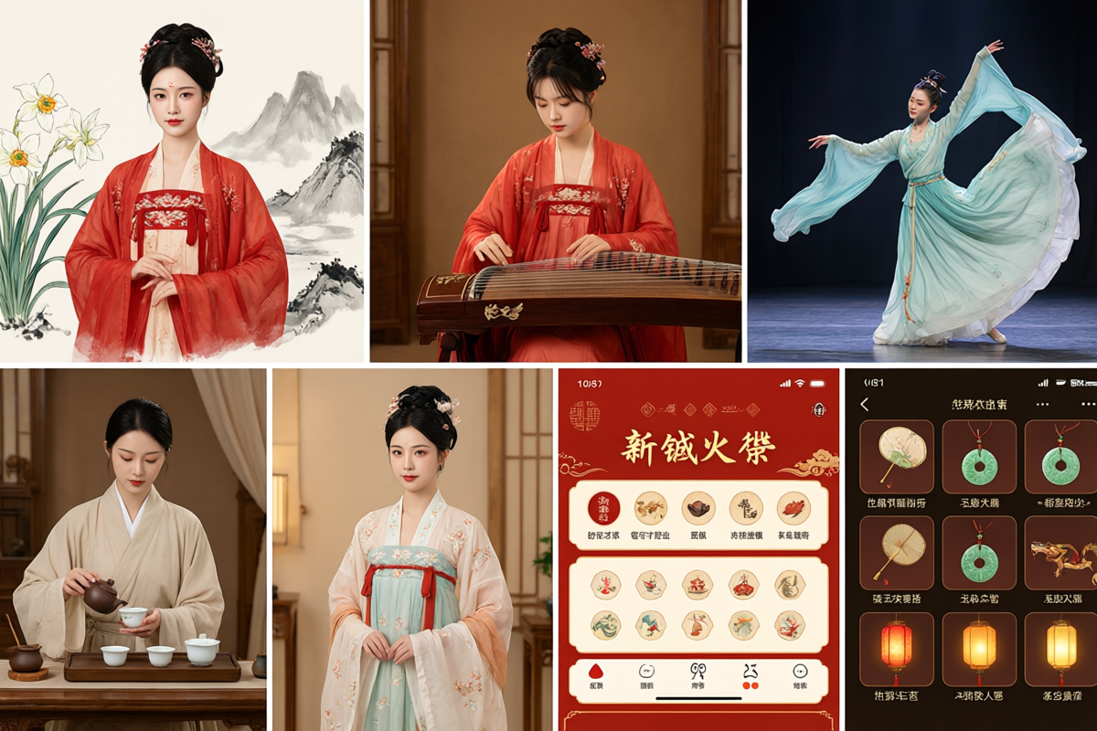 水仙直播国风汉服美女主播直播间横幅